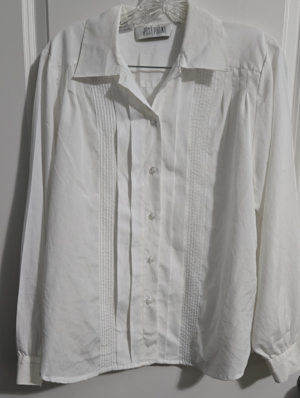 Josephine White Pintuck Button-Front Blouse